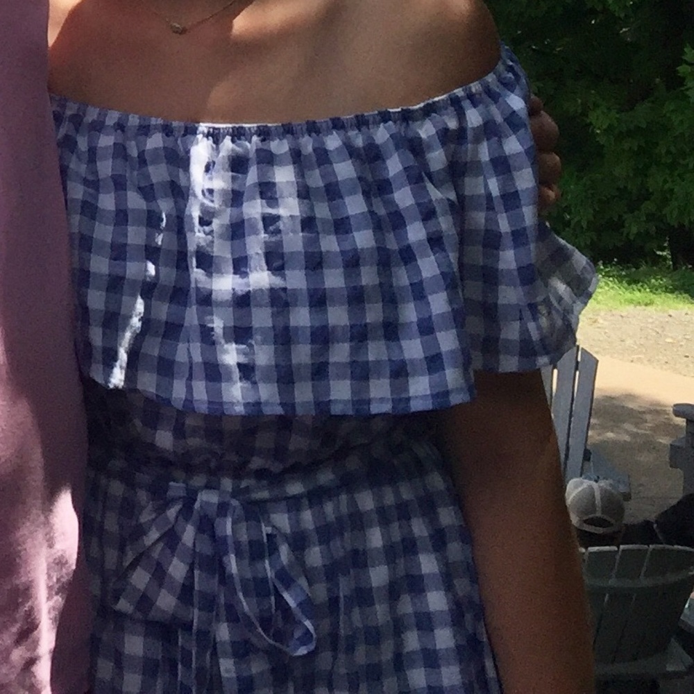 Anthropologie Gingham Off-the-Shoulder Dress - Picture 3 of 3